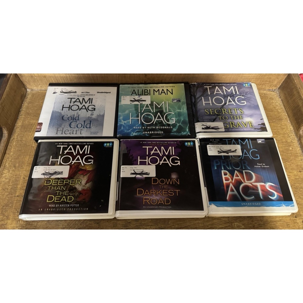 Lot of 6 Tami Hoag Audiobook CD's Cold Heart Alibi Man Secrets Grave Bad Acts